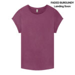 Women's Organic Cotton T-shirt Rolled Sleeve in Faded Burgundy