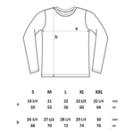 Unisex Long Sleeve T-shirt - SIZE CHART - EP01L - Earth Positive @ Pandemonium Paradise