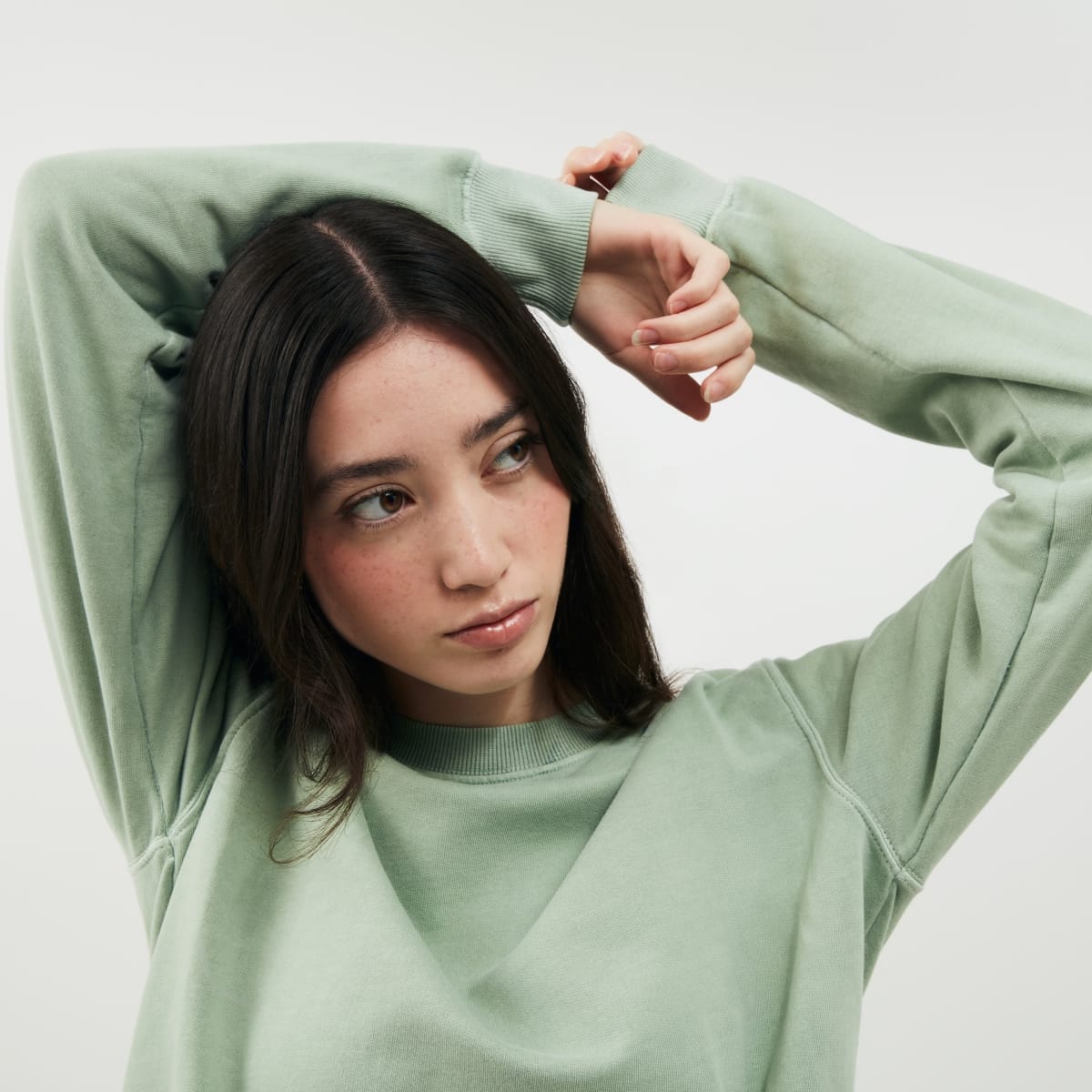 Organic Cotton Unisex Sweatshirt in Stonewashed Sage Green