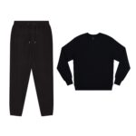 Sweat Set Bundled Outfit with Sweatpants and Sweatshirt in Black