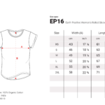 Women's Organic Cotton Rolled Sleeve T-shirt Size Chart